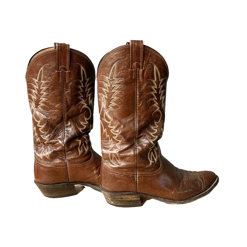 NOCONA Brown Leather Western Cowboy Boot Men's Size 8.5D Made in USA - Picture 2 of 16
